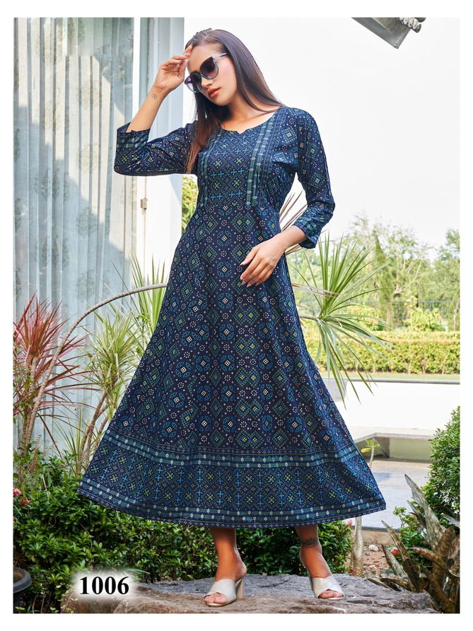 Namrata By Rangjyot Rayon Printed Long Kurtis Catalog